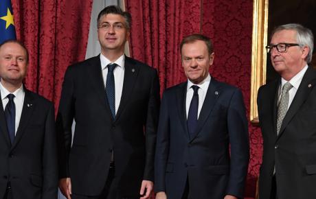 Četvorica predsjednika: Joseph Muscat (Vlada Republike Malte), Andrej Plenković (Vlada RH), Donald Tusk (Europsko vijeće), Jean-Claude Juncker (Europska komisija) 